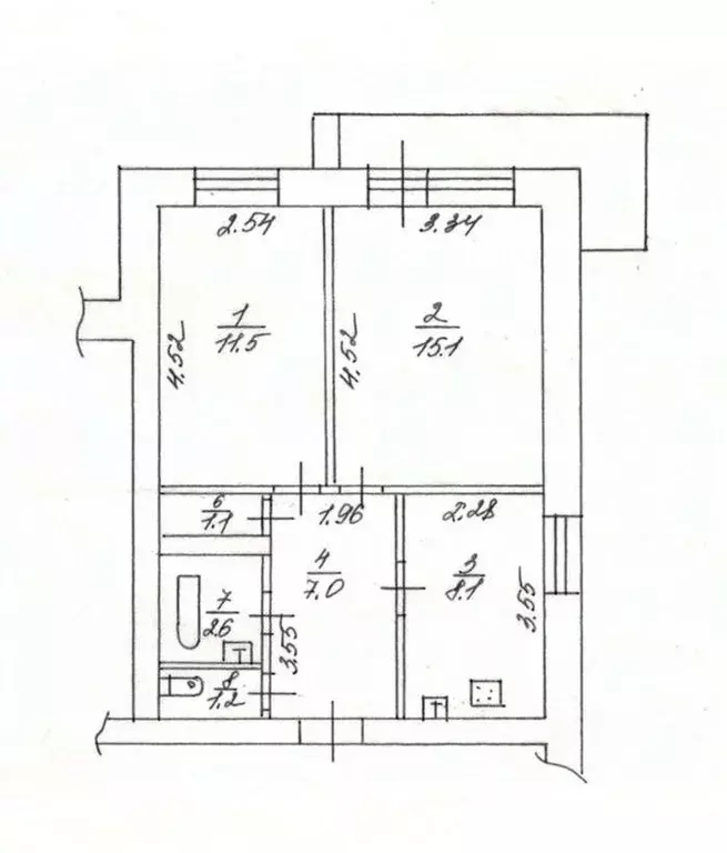2-к кв. Татарстан, Нижнекамск ул. Бызова, 32 (46.6 м) - Фото 1