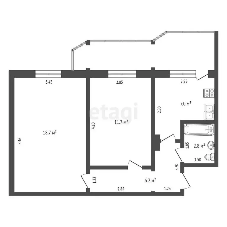 2-комнатная квартира: Якутск, микрорайон Птицефабрика, 13 (46.4 м) - Фото 0