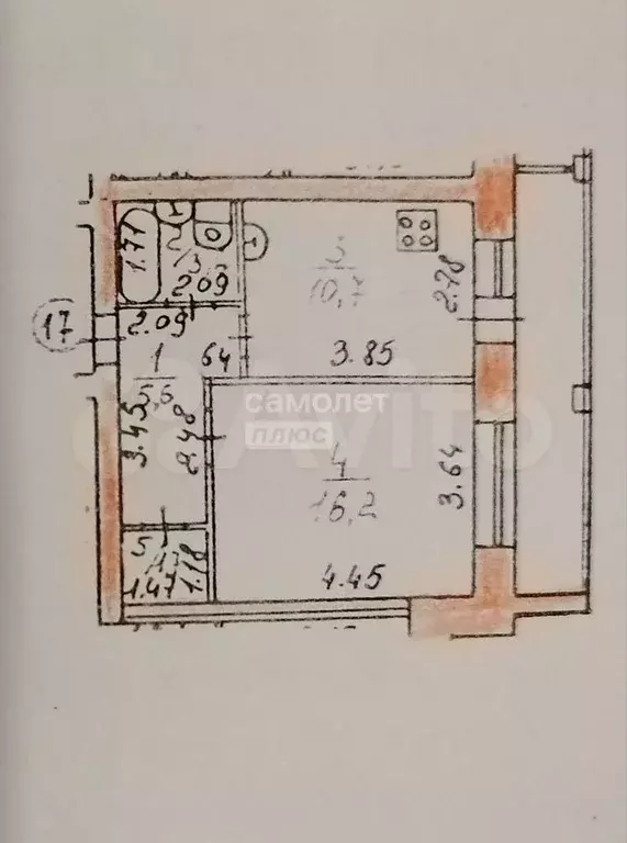 1-к. квартира, 44,4 м, 6/6 эт. - Фото 1