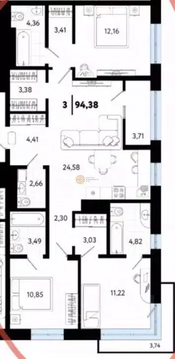 3-к кв. Тюменская область, Тюмень Тарманы мкр, ул. Малышева, 31к1 ... - Фото 2