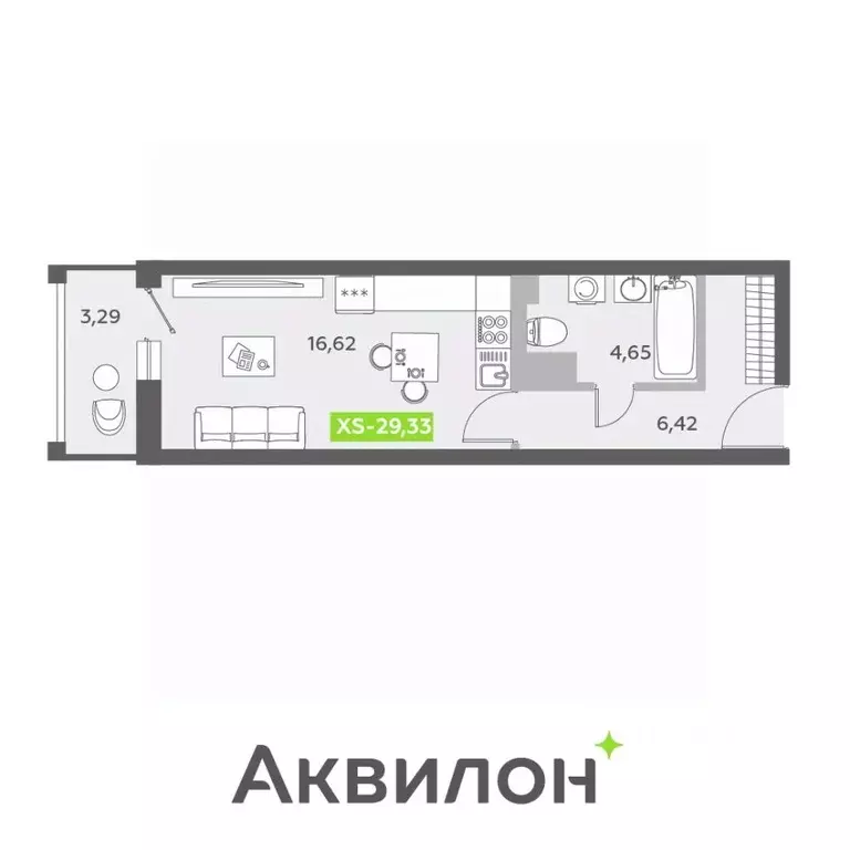 Студия Санкт-Петербург Аквилон Залив жилой комплекс (29.33 м) - Фото 0