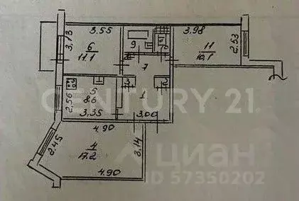 3-к кв. Липецкая область, Липецк ул. Катукова, 30 (62.0 м) - Фото 2