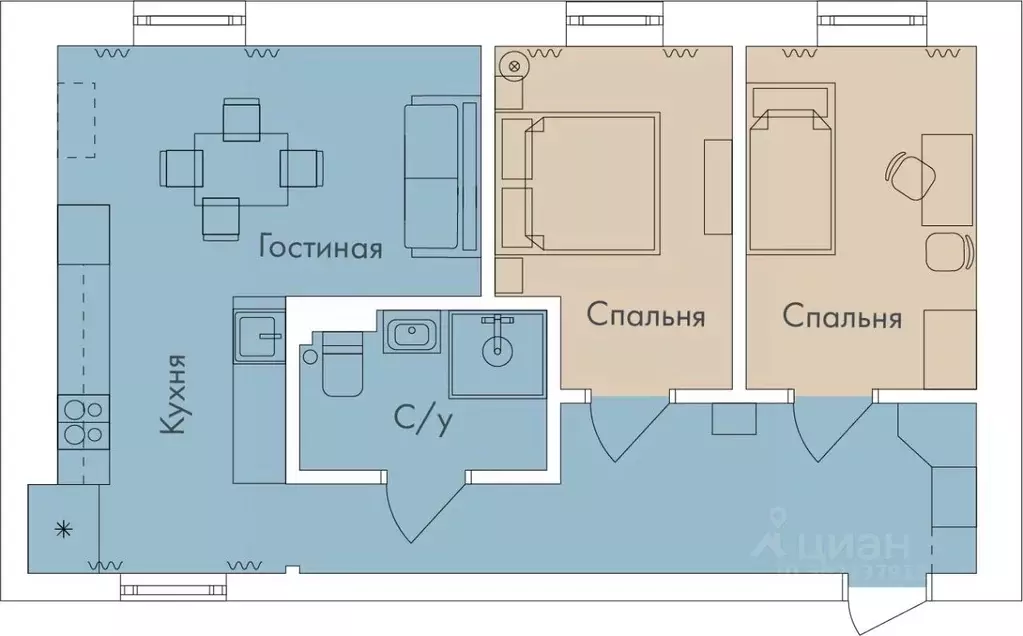 3-к кв. Санкт-Петербург Невский просп., 141 (57.8 м) - Фото 1