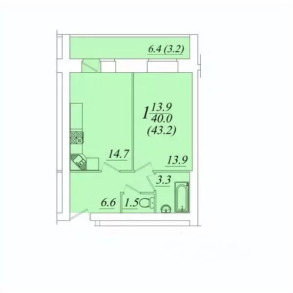 1-к кв. Вологодская область, Вологда ул. Новаторов (43.2 м) - Фото 1