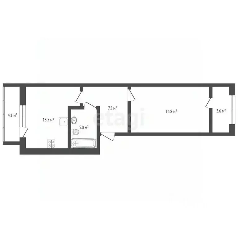 1-к кв. Тюменская область, Тюмень ул. Новоселов, 109 (42.4 м) - Фото 2