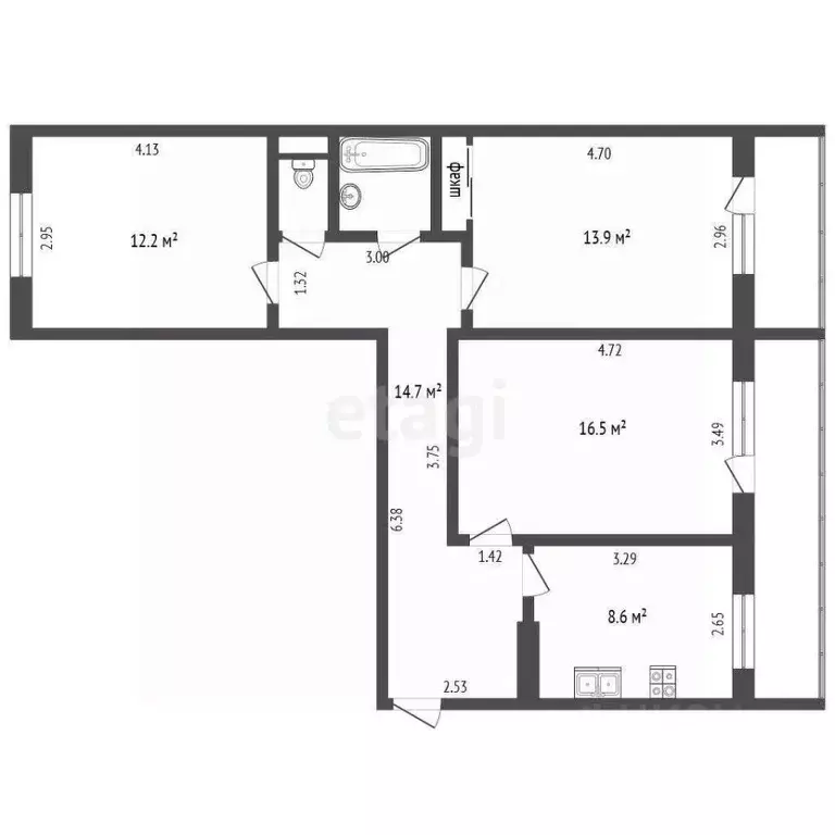 3-к кв. Марий Эл, Йошкар-Ола ул. Димитрова, 58 (73.7 м) - Фото 1
