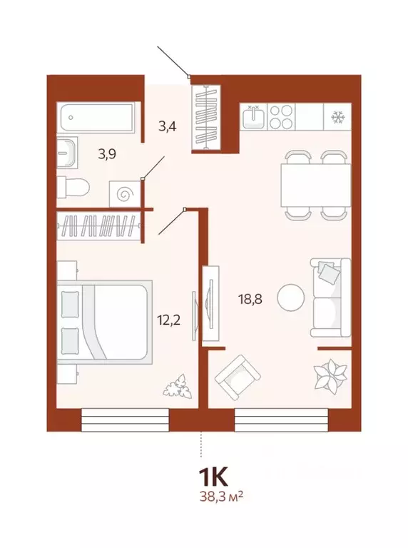 1-к кв. Тюменская область, Тюмень ул. Новаторов, 30 (38.29 м) - Фото 0