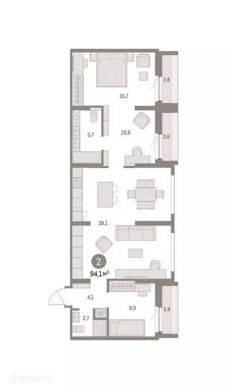 Продаётся 3-к квартира, 94.1 м - Фото 1