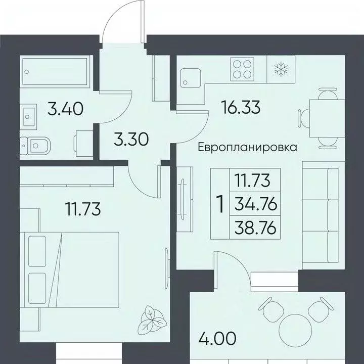1-к кв. Саратовская область, Татищево рп  (38.76 м) - Фото 0