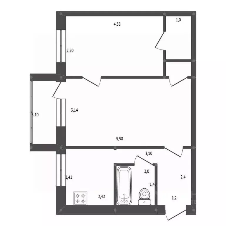 2-к кв. Амурская область, Белогорск Томский пер., 16 (44.9 м) - Фото 1