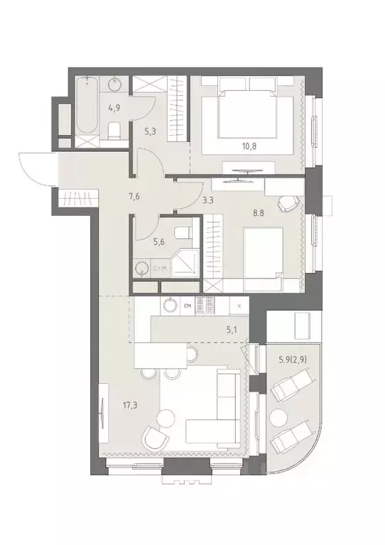 3-к кв. Москва Родина Парк жилой комплекс, к5 (71.6 м) - Фото 0