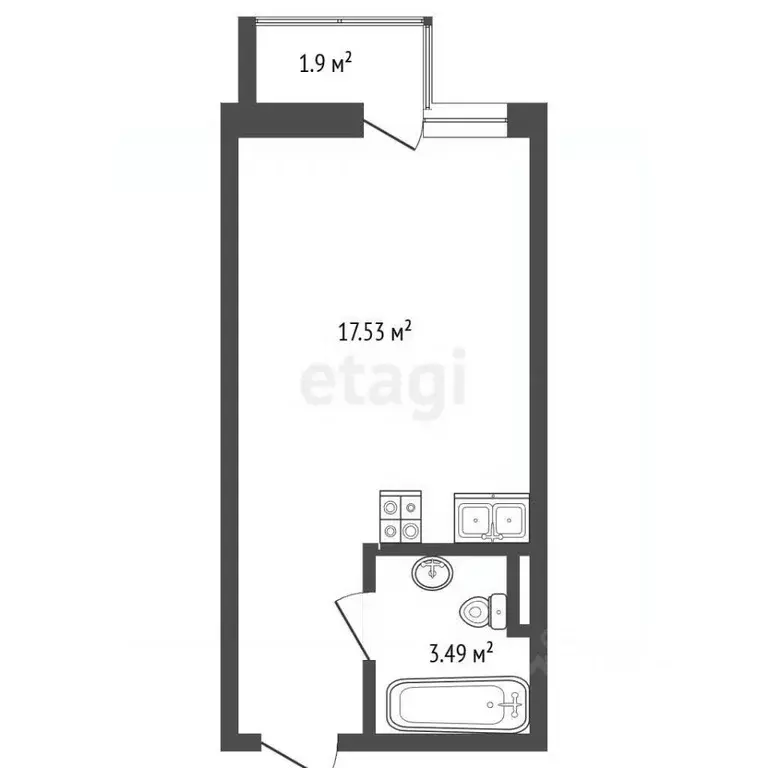 Студия Ростовская область, Ростов-на-Дону ул. Малиновского, 33Б (24.1 ... - Фото 2