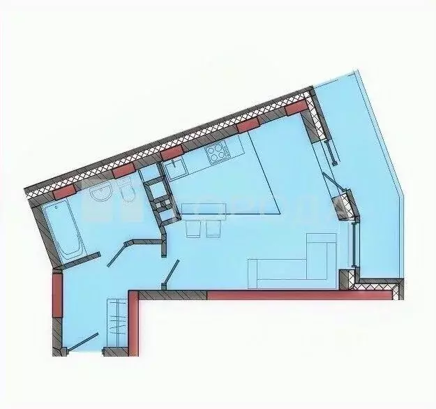 Студия Новосибирская область, Новосибирск ул. Николаева, 18 (28.8 м) - Фото 2