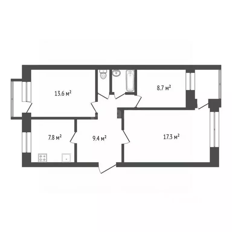 3-к кв. Красноярский край, Красноярск Кольцевая ул., 24а (62.5 м) - Фото 1
