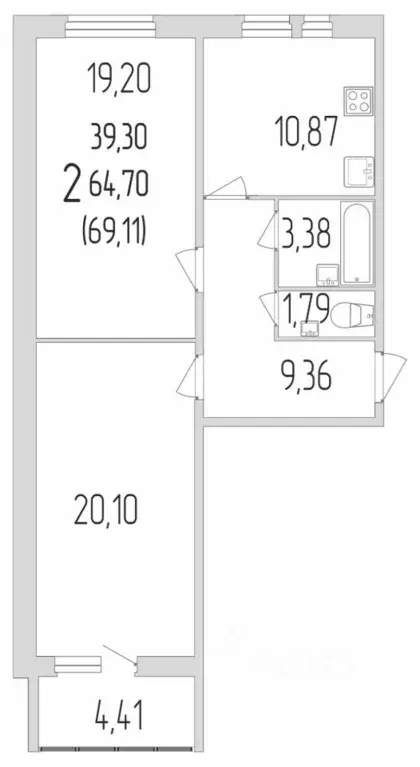 2-к кв. Белгородская область, Белгород ул. Лермонтова, 29А (69.1 м) - Фото 0