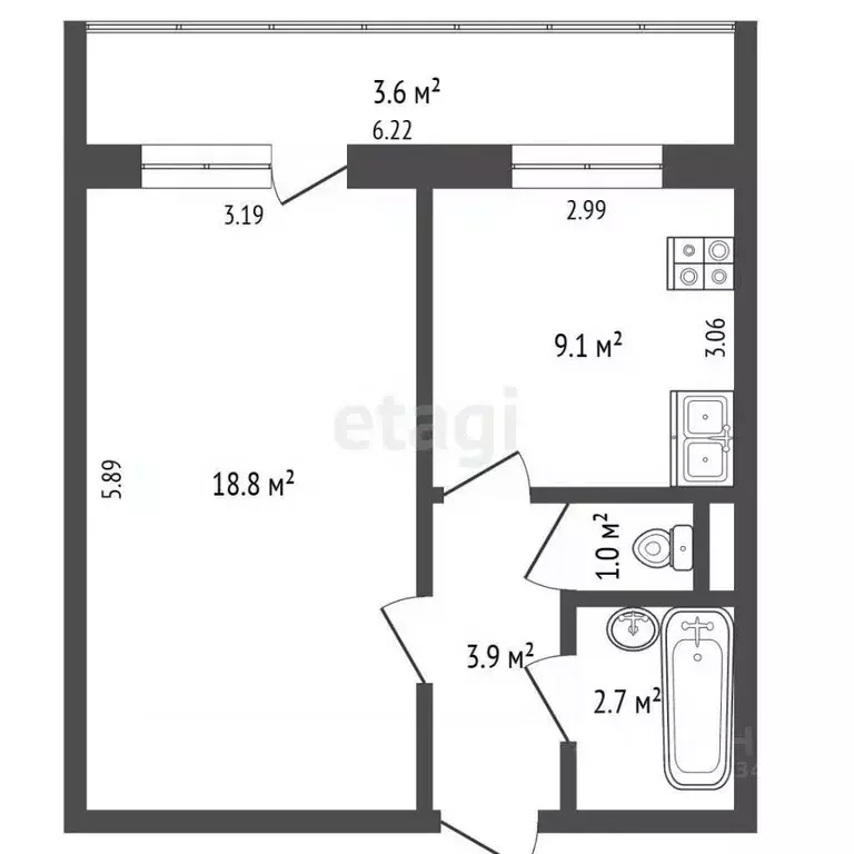 1-к кв. Вологодская область, Череповец Рыбинская ул., 4А (35.5 м) - Фото 1