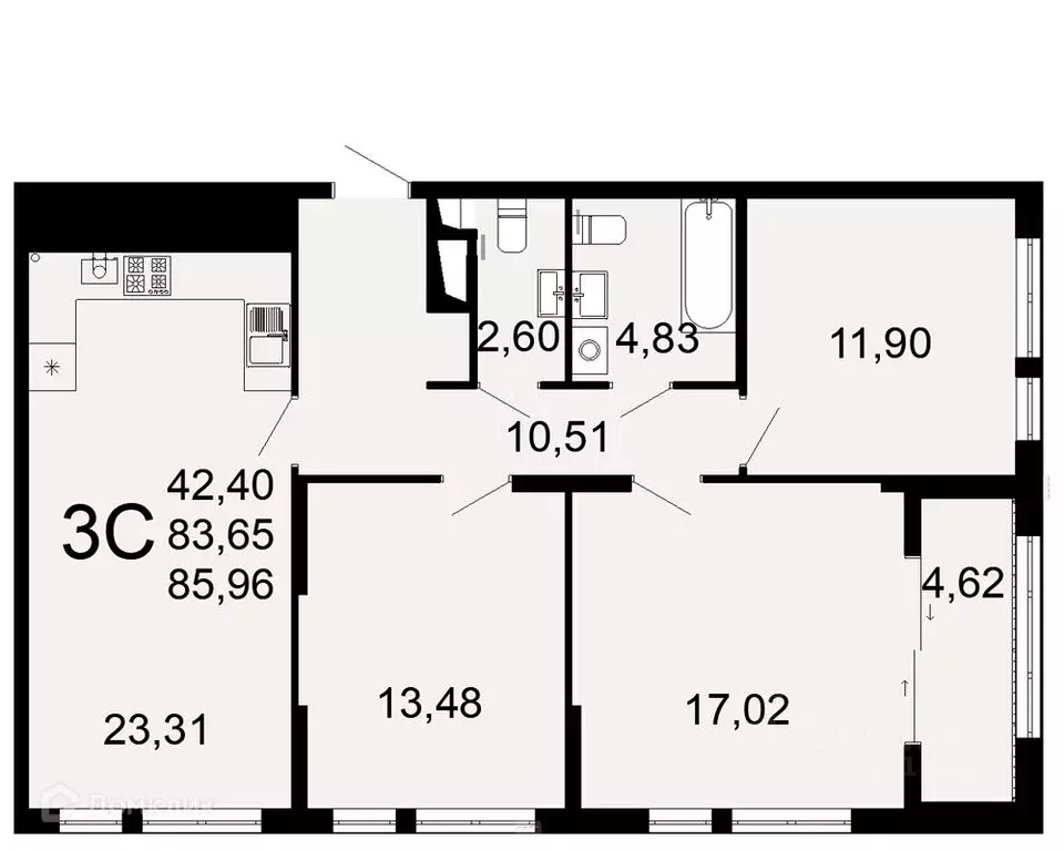 3-к кв. Рязанская область, Рязань Льговская ул., 10 (85.96 м) - Фото 0