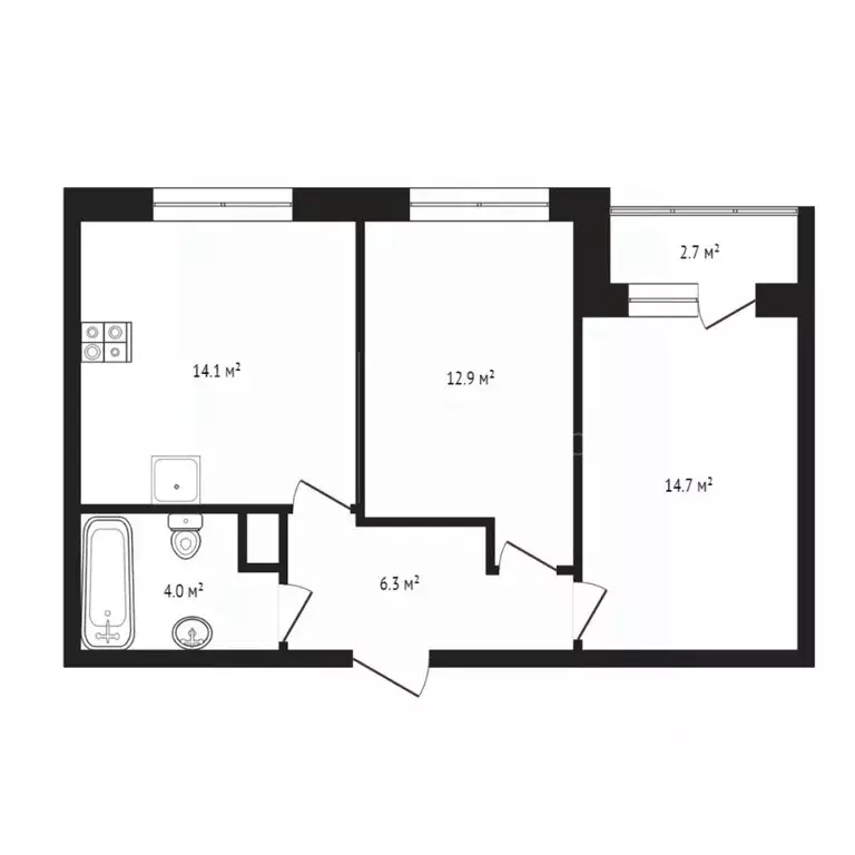 2-к кв. Тюменская область, Тюмень ул. Новоселов, 113 (53.0 м) - Фото 1