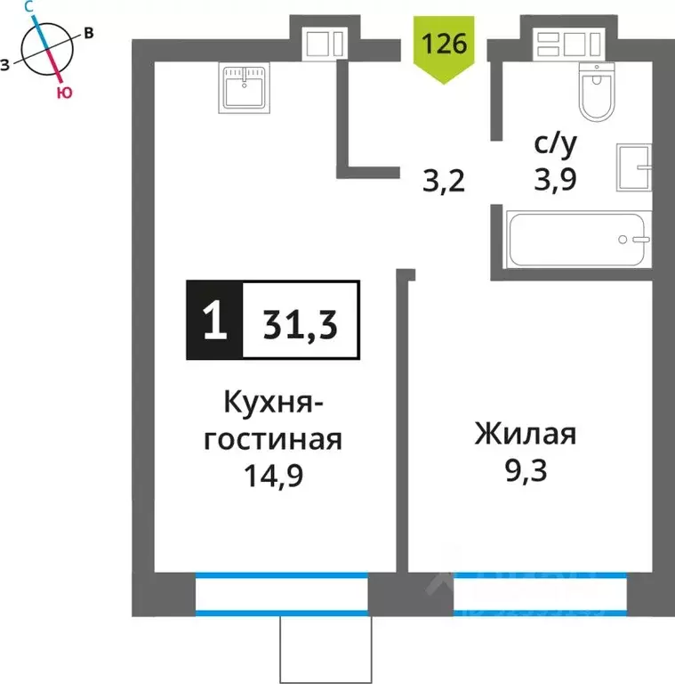 Студия Московская область, Красногорск Опалиха мкр, Никольский Квартал ... - Фото 1