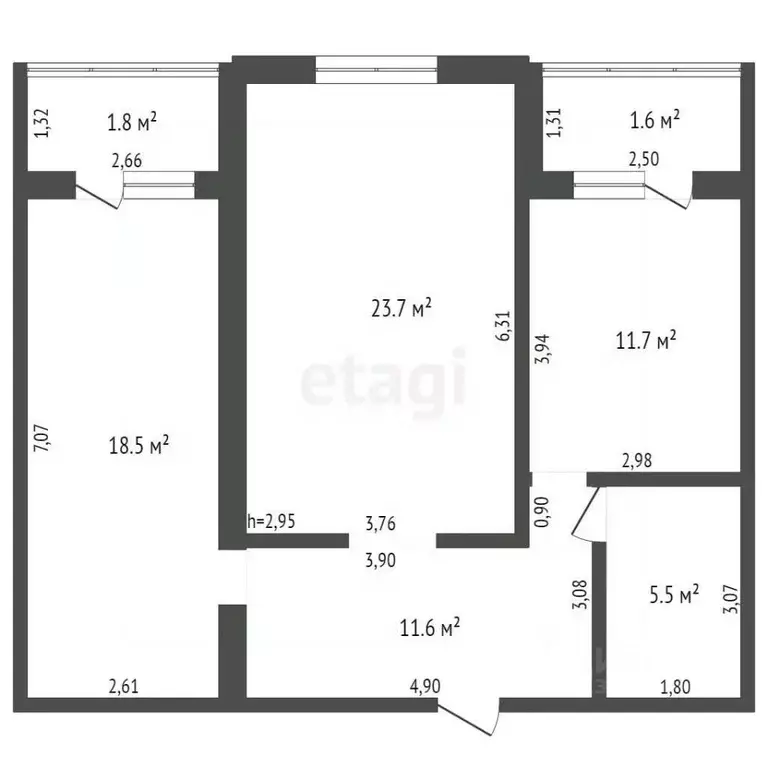 2-к кв. Брянская область, Брянск ул. Костычева, 68 (71.0 м) - Фото 1