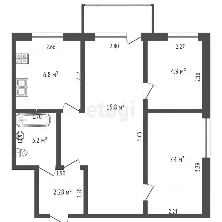 3-к кв. Кемеровская область, Березовский ул. Черняховского, 8 (42.0 м) - Фото 1