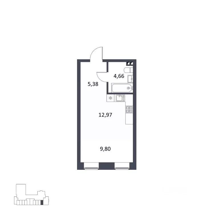 Студия Татарстан, Казань ул. Рустема Яхина (32.81 м) - Фото 1