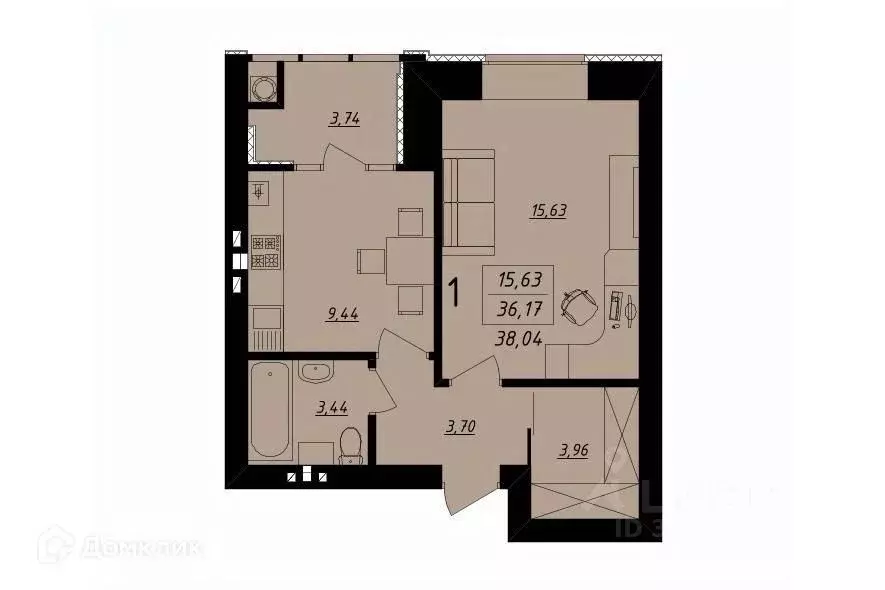 1-к кв. Рязанская область, Рязань Октябрьская ул., 4к1 (38.9 м) - Фото 0