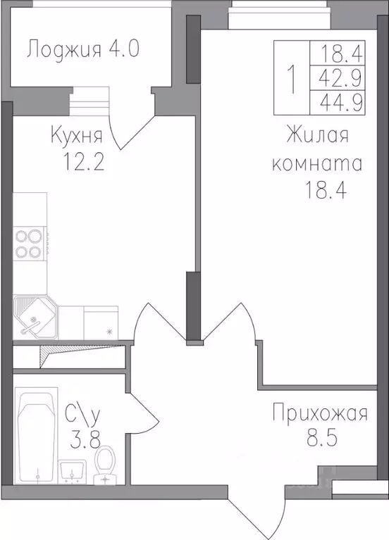1-к кв. Липецкая область, Липецк Поколение жилой комплекс (44.9 м) - Фото 0