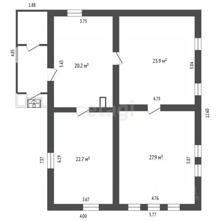 Дом в Мордовия, Лямбирский район, с. Аксеново Молодежная ул., 1 (95 м) - Фото 2