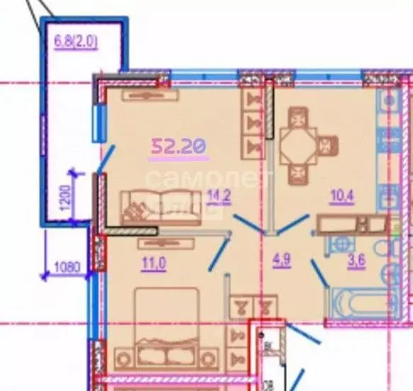 2-к кв. Краснодарский край, Краснодар ул. Конгрессная, 41к1 (45.4 м) - Фото 2