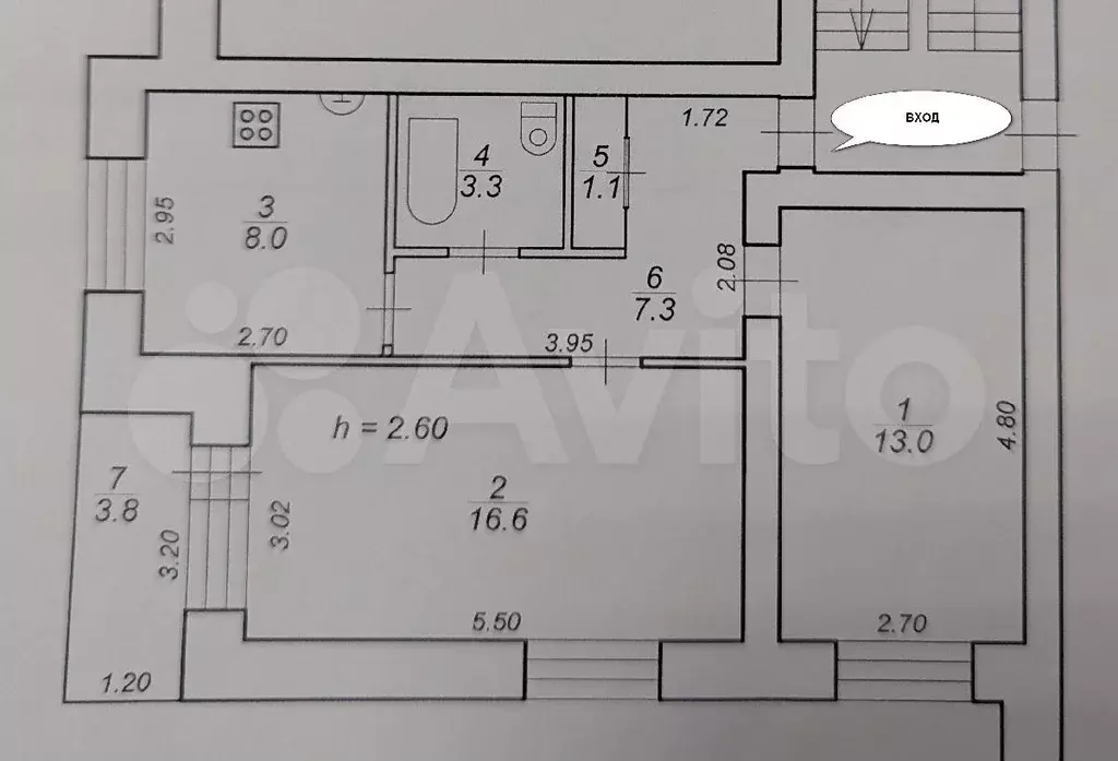 2-к. квартира, 50 м, 2/5 эт. - Фото 0