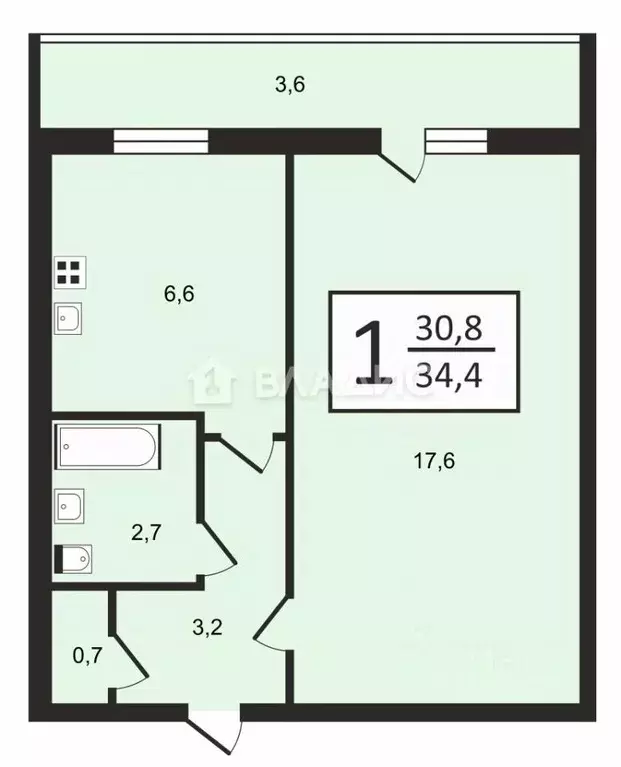 1-к кв. Нижегородская область, Нижний Новгород Гжатская ул., 8 (34.4 ... - Фото 1