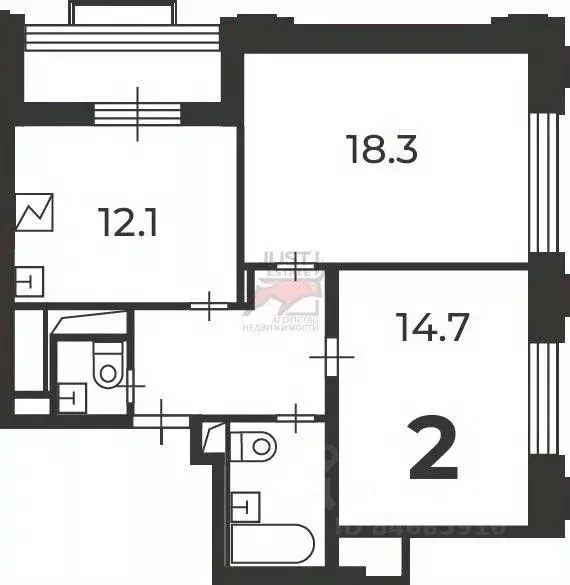 Квартира, 2 комнаты, 57.5 м - Фото 2