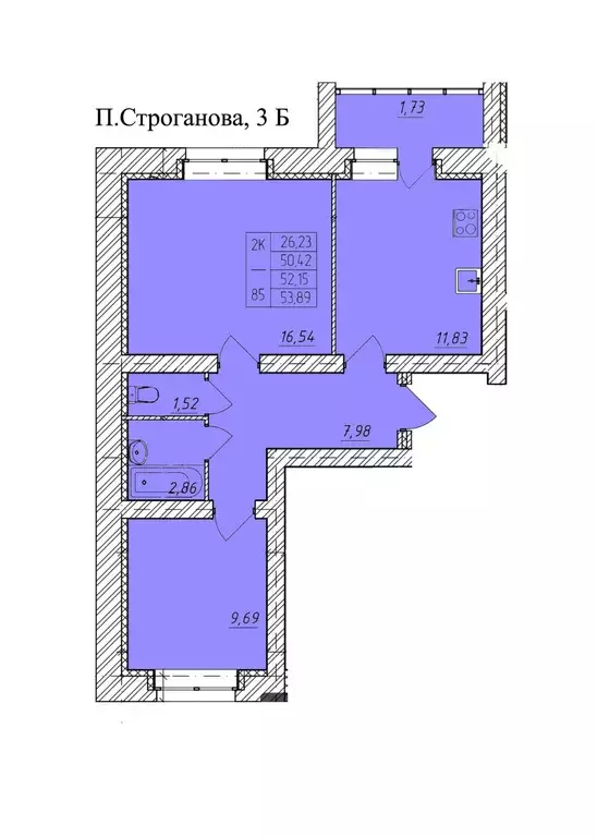 Продаётся 2-к квартира, 53.89 м - Фото 0