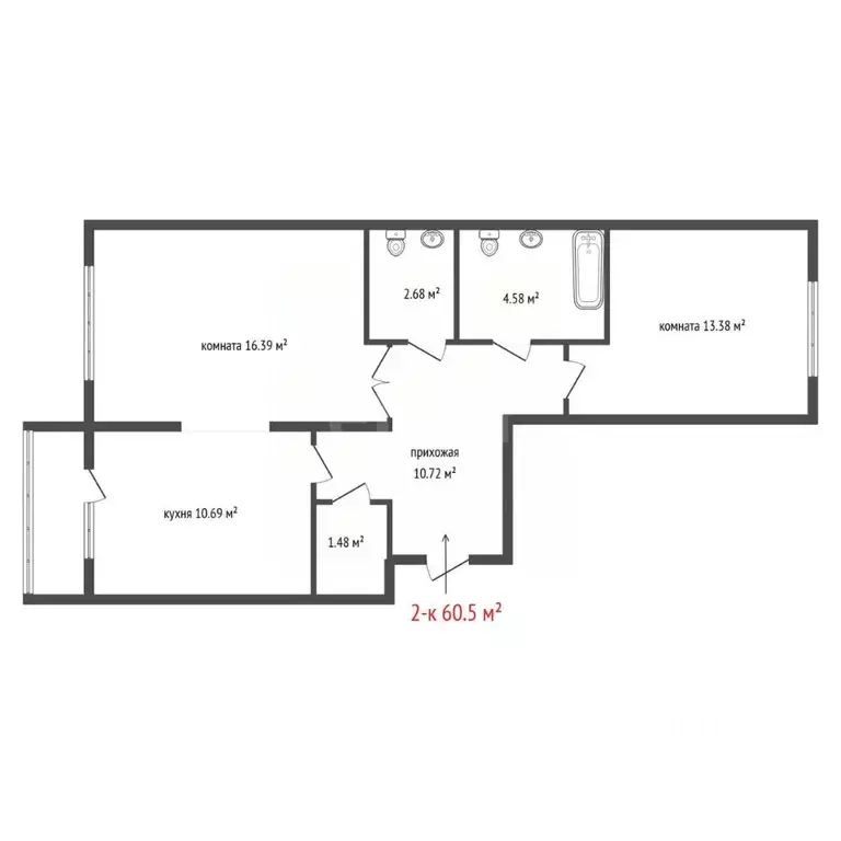 2-к кв. Свердловская область, Екатеринбург пер. Сосновый, 16 (60.5 м) - Фото 2