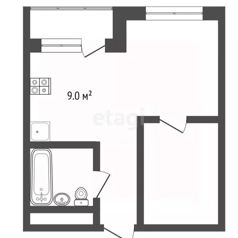 1-к кв. Самарская область, Самара пос. Мехзавод, 1-й кв-л, 50 (39.0 м) - Фото 2