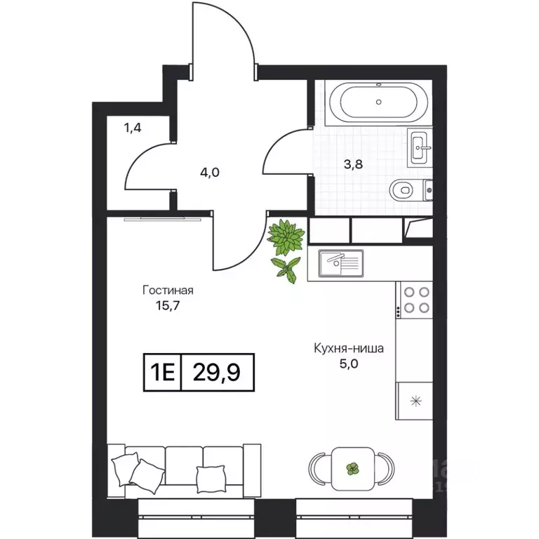 Студия Московская область, Пушкино Пушкино Град жилой комплекс, к2 ... - Фото 1