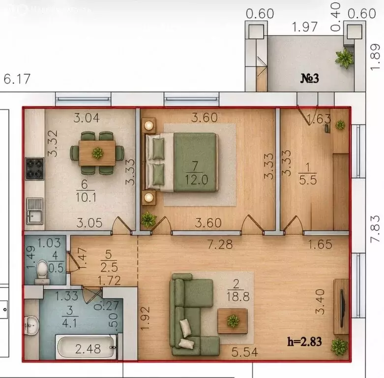 2-комнатная квартира: Благовещенск, улица Чистякова, 13 (54.5 м) - Фото 1