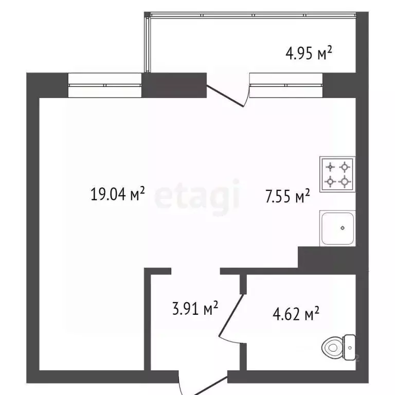 1-к кв. Красноярский край, Красноярск Соколовская ул., 20В (36.57 м) - Фото 2