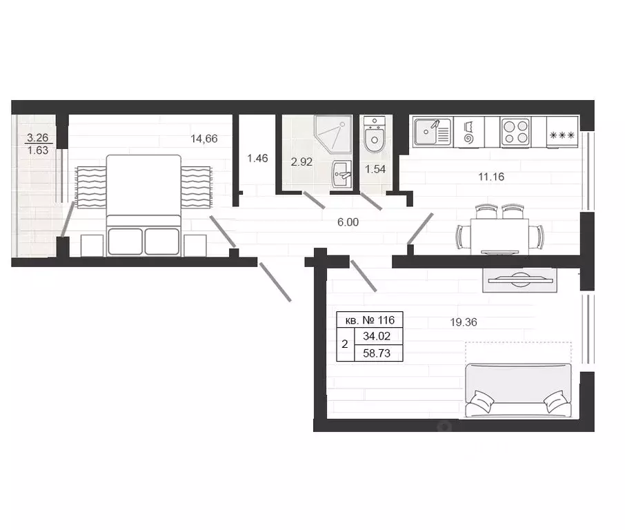 2-к кв. Ленинградская область, Гатчинский муниципальный округ, д. ... - Фото 1