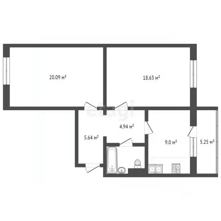 2-к кв. Челябинская область, Челябинск ул. Руставели, 1Б (66.0 м) - Фото 2