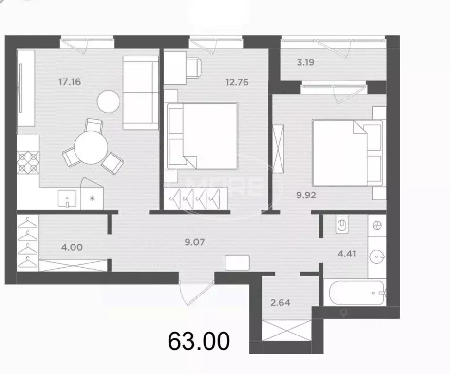 2-к кв. Калининградская область, Гурьевский муниципальный округ, пос. ... - Фото 2