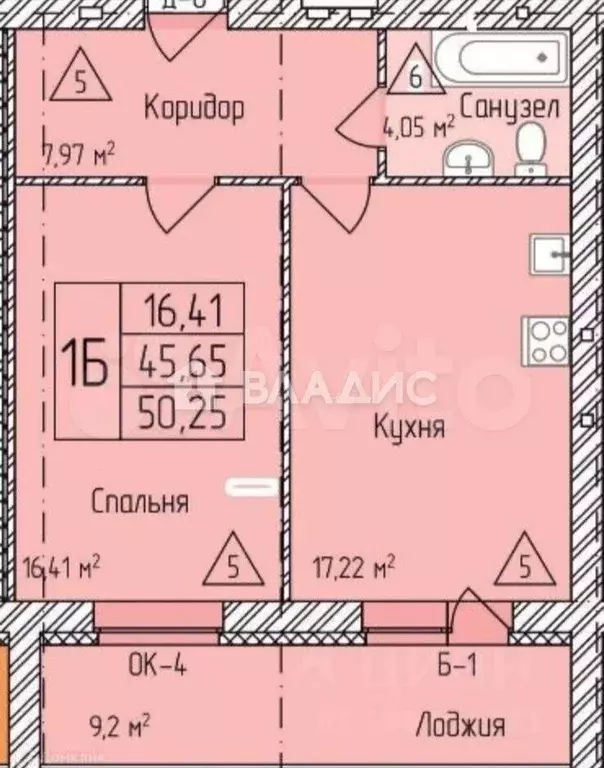 1-к. квартира, 50,3 м, 5/8 эт. - Фото 0