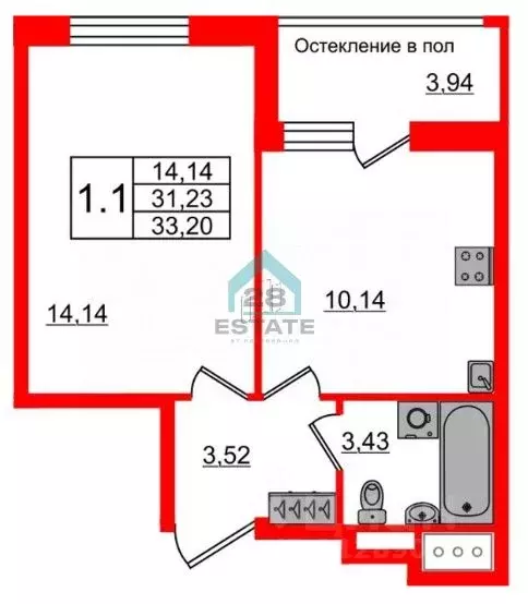 1-к кв. Санкт-Петербург Кубинская ул., 76к1 (33.2 м) - Фото 2