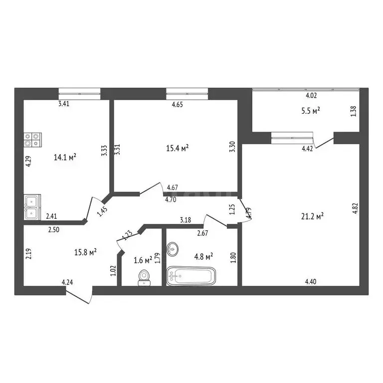 2-комнатная квартира: Салават, улица Пугачёва, 3 (72.9 м) - Фото 1