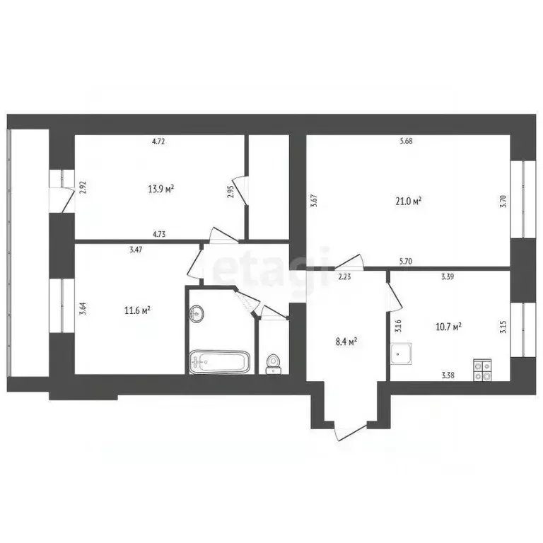 3-к кв. Вологодская область, Вологда ул. Сергея Преминина, 14 (78.4 м) - Фото 1