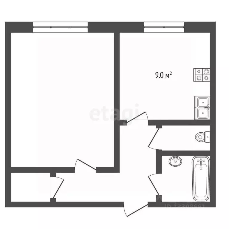 1-к кв. Томская область, Томск пос. Геологов, ул. Геологов, 14 (35.6 ... - Фото 2