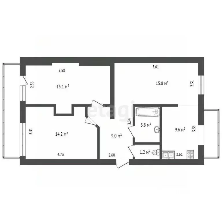 3-к кв. Севастополь ул. Генерала Жидилова, 44к2 (74.0 м) - Фото 2