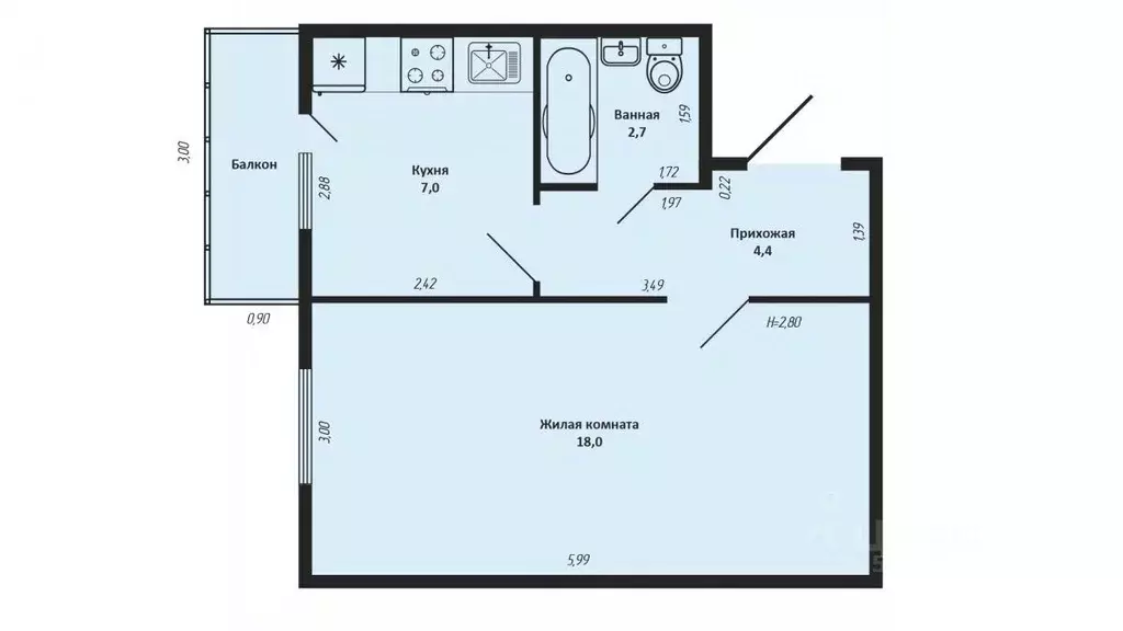 1-к кв. Краснодарский край, Краснодар Западный Город жилой комплекс, ... - Фото 2