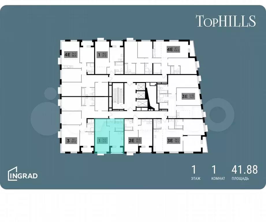 1-к. квартира, 41,9 м, 24/26 эт. - Фото 1